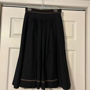 Womens Vintage PERRY Trachten Sz 40 Black Wool Fully Lined Pleated Midi Skirt